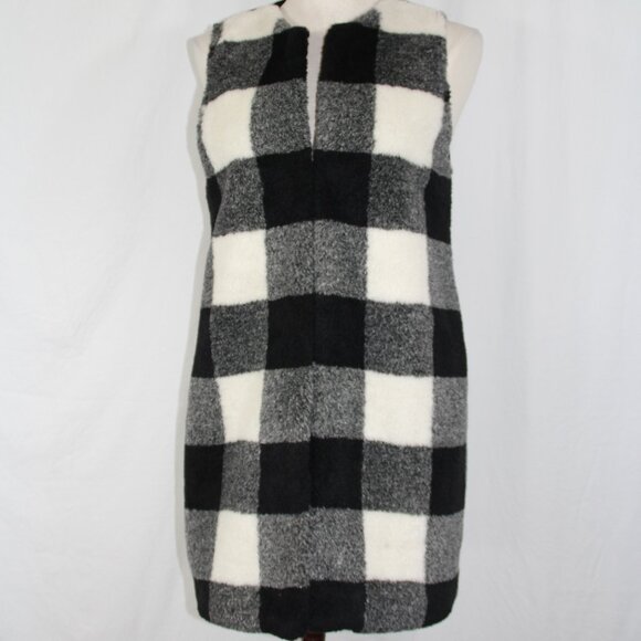 TALBOT’S WOOL BLEND SHERPA LONG Line VEST BUFFALO PLAID EUC Size XS - Picture 1 of 11
